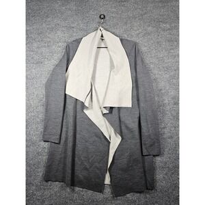 VINCE GREY MERINO WOOL BLEND TWO TONE DRAPE OPEN CARDIGAN SWEATER COAT Sz L
